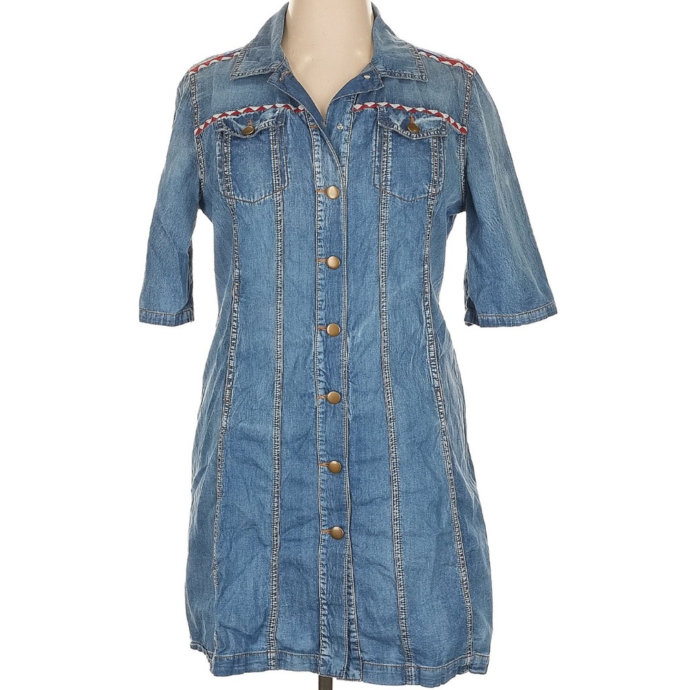 Tasha Polizzi Denim Dress with Red Embroidery